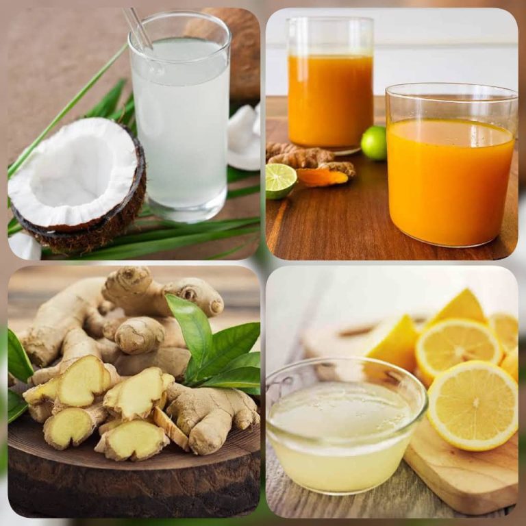 Turmeric, coconut water, fresh ginger, lemon juice